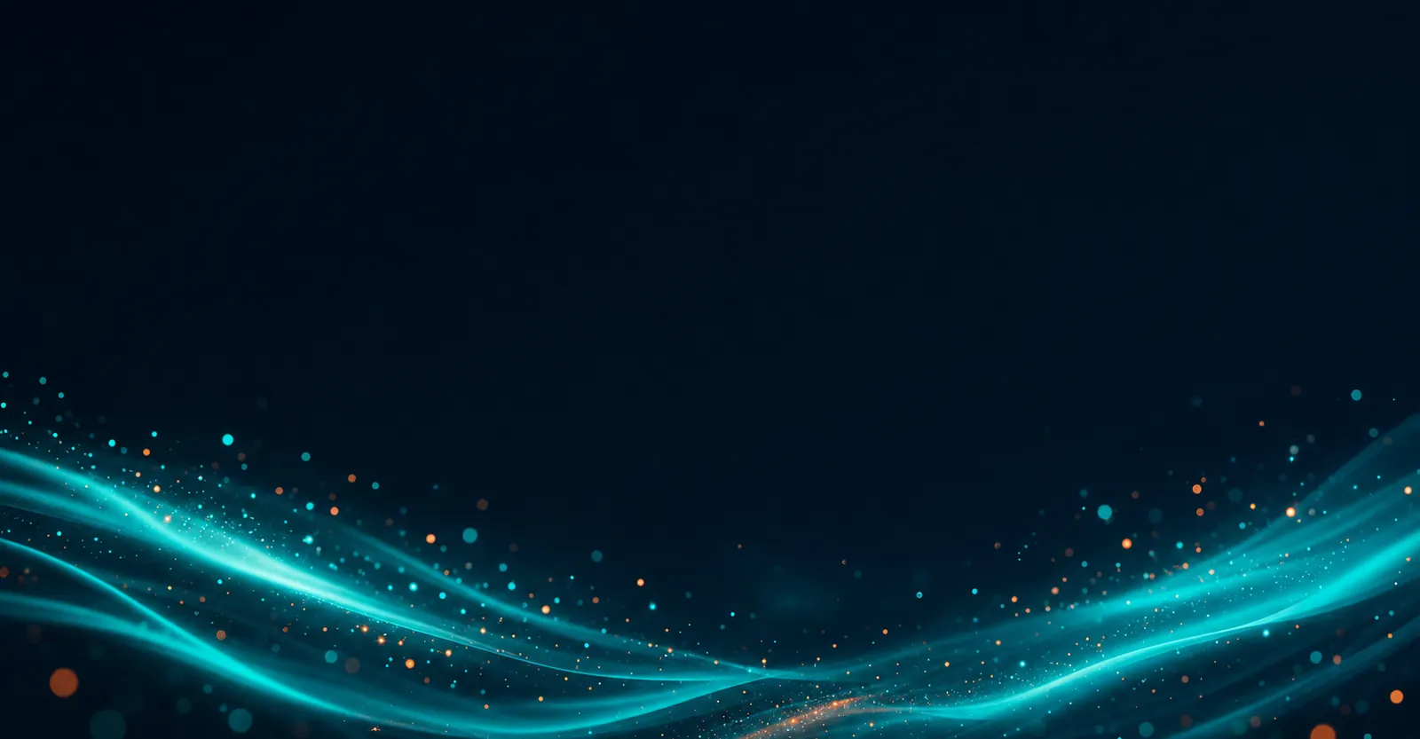 Soft aurora ribbons of teal and cyan light drifting across the lower frame — abstract AUQUAL brand backdrop behind the On-Page SEO headline